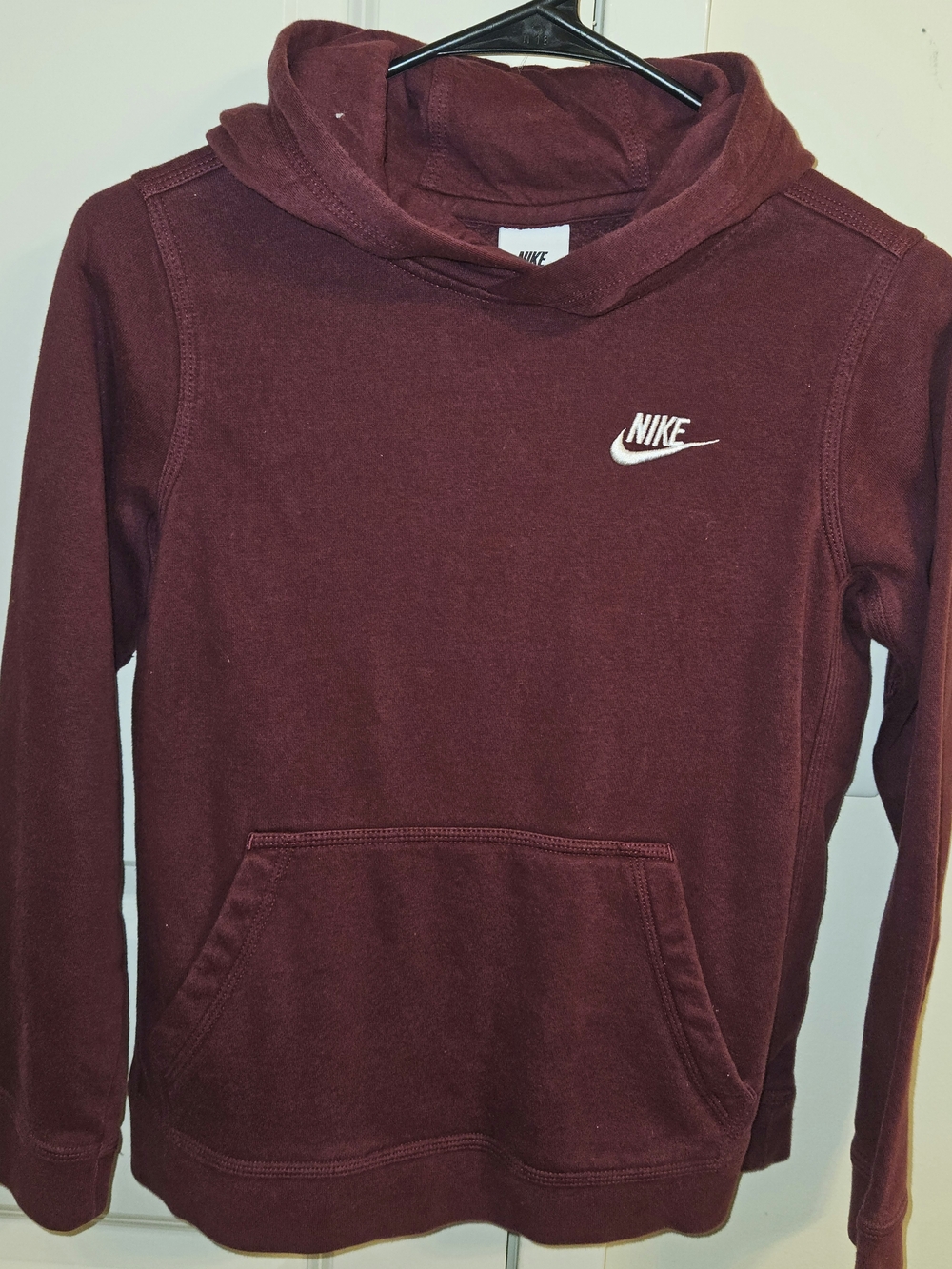 Nike Kids Maroon Pullover Hoodie with White Logo